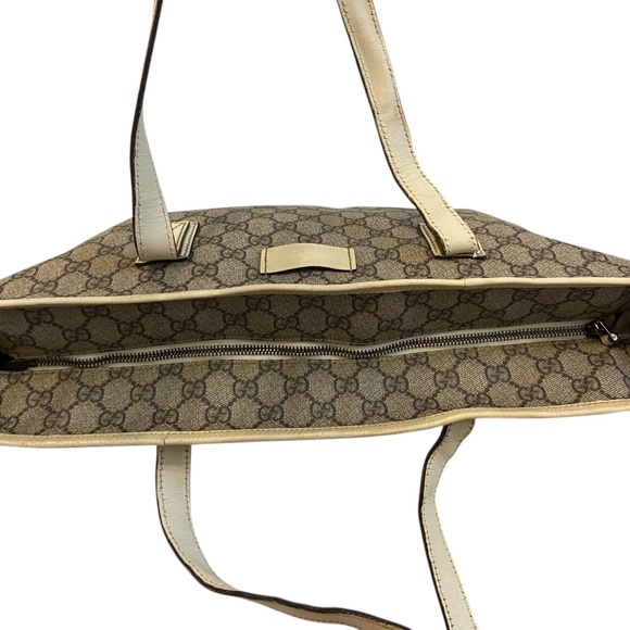 Gucci GG Supreme Monogram Coated Canvas Medium Joy Tote Ivory Leather Trim w COA - Picture 4 of 16
